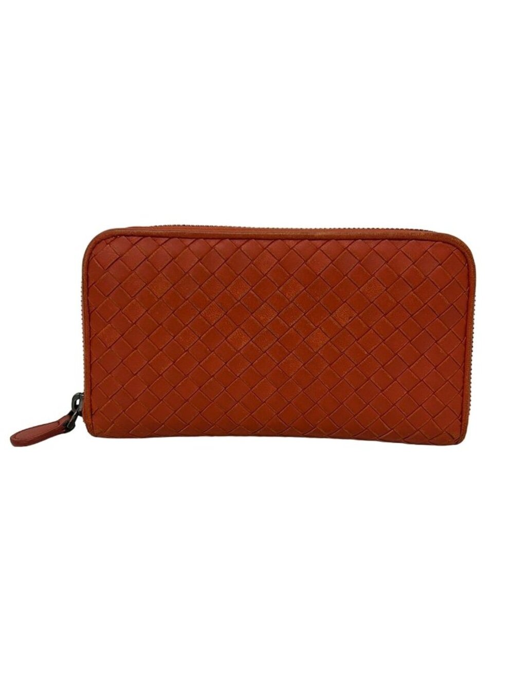 Bottega Veneta Wallet Intrecciato Orange Zip Around Leather